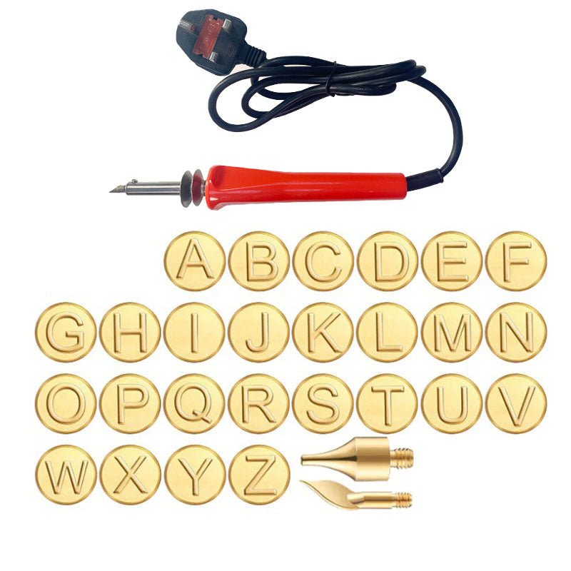 DIY Engraving Set with Brass Alphabet Heads for Soldering Iron – Personalize Wood, Leather, and More 0